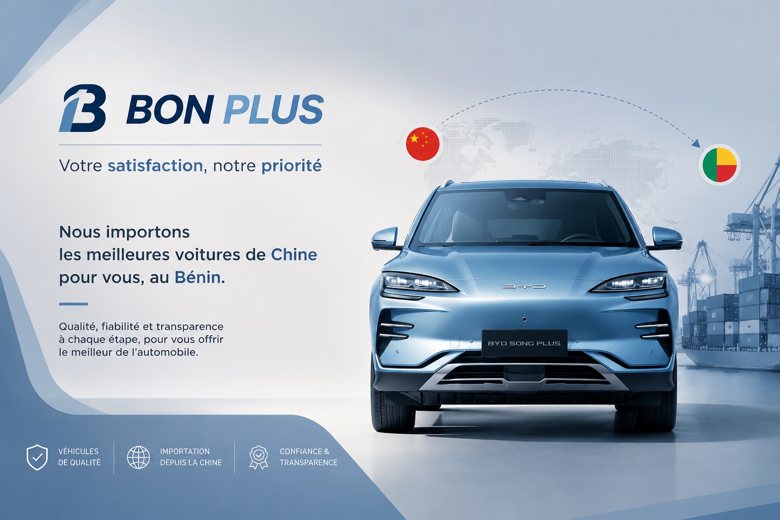 Affiche BON PLUS — Import Chine Bénin Togo CI